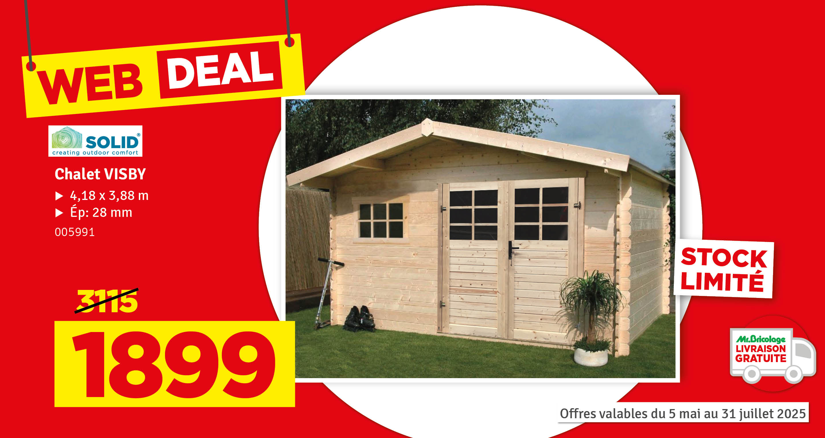 Web deal - Abri de jardin en bois Visby SOLID